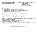 Đề thi HK2 môn Vật Lý khối 10CB 2010 2011 trường THPT DL Thăng Long TPHCM