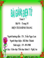 Bài 91:Diện tích hình thang
