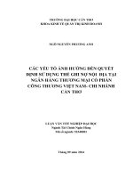 các yếu tố ảnh hưởng đến quyết định sử dụng thẻ ghi nợ nội địa tại ngân hàng thương mại cổ phần công thương việt nam chi nhánh cần thơ