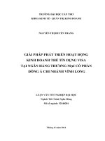 giải pháp phát triển hoạt động kinh doanh thẻ tín dụng visa tại ngân hàng thương mại cổ phần đông á chi nhánh vĩnh long