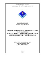 phân tích tình hình cho vay ngắn hạn tại ngân hàng nông nghiệp và phát triển nông thôn chi nhánh thành phố vĩnh long