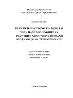 phân tích hoạt động tín dụng tại ngân hàng nông nghiệp và phát triển nông thôn chi nhánh huyện gò quao, tỉnh kiên giang