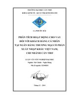 phân tích hoạt động cho vay đối với khách hàng cá nhân tại ngân hàng thương mại cổ phần xuất nhập khẩu việt nam, chi nhánh cần thơ