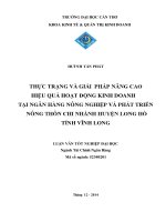 thực trạng và giải pháp nâng cao hiệu quả hoạt động kinh doanh tại ngân hàng nông nghiệp và phát triển nông thôn chi nhánh huyện long hồ  tỉnh vĩnh long