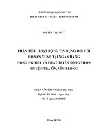 phân tích hoạt động tín dụng đối với hộ sản xuất tại ngân hàng nông nghiệp và phát triển nông thôn huyện trà ôn, vĩnh long