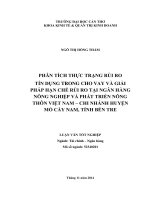 phân tích thực trạng rủi ro tín dụng trong cho vay và giải pháp hạn chế rủi ro tại ngân hàng nông nghiệp và phát triển nông thôn việt nam – chi nhánh huyện mỏ cày nam, tỉnh bến tre