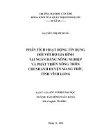 phân tích hoạt động tín dụng đối với hộ gia đình tại ngân hàng nông nghiệp và phát triển nông thôn chi nhánh huyện mang thít, tỉnh vĩnh long