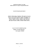 phân tích hoạt động tín dụng ngắn hạn tại ngân hàng nông nghiệp và phát triển nông thôn chi nhánh huyện mang thít, tỉnh vĩnh long