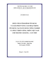 phân tích tình hình tín dụng và giải pháp nâng cao hoạt động tín dụng tại ngân hàng nông nghiệp và phát triển nông thôn việt nam chi nhánh cái răng  cần thơ