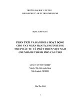 phân tích và đánh giá hoạt động cho vay ngắn hạn tại ngân hàng tmcp đầu tư và phát triển việt nam chi nhánh thành phố cần thơ