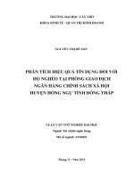 phân tích hiệu quả tín dụng đối với hộ nghèo tại phòng giao dịch ngân hàng chính sách xã hội huyện hồng ngự tỉnh đồng tháp
