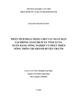 phân tích hoạt động cho vay ngắn hạn tại phòng giao dịch xã vĩnh xuân, ngân hàng nông nghiệp và phát triển nông thôn chi nhánh huyện trà ôn