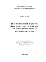 phân tích tình hình hoạt động tín dụng ngắn hạn tại ngân hàng tmcp công thương việt nam chi nhánh kiên giang
