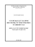 Vấn đề bạo lực gia đình đối với phụ nữ tỉnh vĩnh phúc từ 2008 đến nay