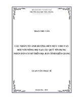 Các nhân tố ảnh hưởng đến mức cho vay đối với nông hộ tại các quỹ tín dụng nhân dân cơ sở trên địa bàn tỉnh kiên giang