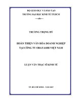 Hoàn thiện văn hóa doanh nghiệp tại công ty obayyashi việt nam 