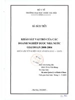 Khảo sát vai trò của các doanh nghiệp dược nhà nước giai đoạn 2000 2004