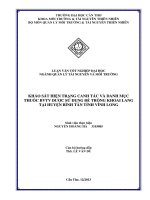 khảo sát hiện trạng canh tác và danh mục thuốc bvtv được sử dụng để trồng khoai lang tại huyện bình tân tỉnh vĩnh long