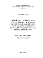 phân tích kết quả hoạt động cho vay sản xuất kinh doanh tại phòng giao dịch hòa bình ngân hàng nông nghiệp và phát triển nông thôn việt nam chi nhánh vĩnh long