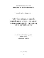phân tích mối quan hệ giữa chi phí – khối lượng – lợi nhuận tại công ty cổ phần thực phẩm đóng hộp kiên giang