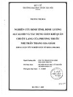 Nghiên cứu định tính, định lượng alcaloid và tác dụng giãn khí quản chuột lang của phương thuốc nhị trần thang gia giảm