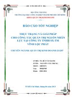 Thực trạng và giải pháp cho công tác quản trị nguồn nhân lực tại công ty TNHH sản xuất thương mại dịch vụ vĩnh lộc phát