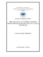 Hiệu quả đầu tư cổ phiếu thường trong mối quan hệ PE và tỷ suất lợi nhuận luận văn thạc sĩ