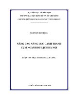 Nâng cao năng lực cạnh tranh cụm ngành du lịch hà nội luận văn thạc sĩ  2015 