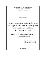Sự vận dụng quan điểm toàn diện vào việc bảo vệ khu di tích lịch sử văn hóa côn sơn   kiếp bạc ở hải dương hiện nay