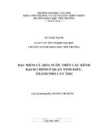 đặc điểm lý, hóa nước trên các kênh rạch chính ở quận ninh kiều, thành phố cần thơ