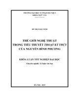thế giới nghệ thuật trong tiểu thuyết thoạt kỳ thủy của nguyễn bình phương