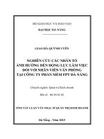 Nghiên cứu các nhân tố ảnh hưởng đến động lực làm việc đối với nhân viên văn phòng tại công ty phần mềm FPT đà nẵng