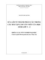 Sửa lỗi về thành phần câu trong các bài tập làm văn viết ủa học sinh lớp 3   4