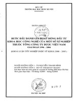 Bước đầu đánh giá hoạt động đầu tư khoa học công nghệ của một số xí nghiệp thuộc tổng công ty dược việt nam giai đoạn 1996   2004