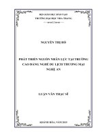 Phát triển nguồn nhân lực tại trường cao đẳng nghề du lịch thương mại nghệ an