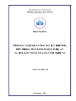 Nâng cao hiệu quả công tác bồi thường, giải phóng mặt bằng ở một số dự án tại địa bàn thị xã cửa lò, tỉnh nghệ an