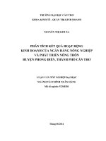 phân tích kết quả hoạt động kinh doanh của ngân hàng nông nghiệp và phát triển nông thôn huyện phong điền, thành phố cần thơ