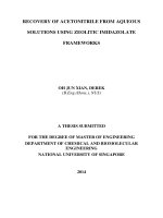 Recovery of acetonitrile from aqueous solutions using zeolitic imidazolate framworks 