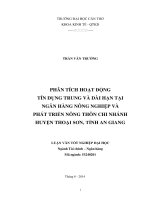 phân tích hoạt động tín dụng trung và dài hạn tại ngân hàng nông nghiệp và phát triển nông thôn chi nhánh huyện thoại sơn, tỉnh an giang