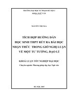 Tích hợp hướng dẫn học sinh THPT rút ra bài học nhận thức trong giờ nghị luận về một tư tưởng, đạo lí