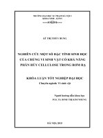 Nghiên cứu một số đặc tính sinh học của chủng vi sinh vật có khả năng phân hủy cellulose trong rơm rạ
