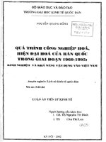 Quá trình công nghiệp hóa, hiện đại hóa của hàn quốc trong giai đoạn 1960 1995  kinh nghiệm và khả năng vận dụng vào việt nam 