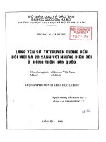 Làng yên sở từ truyền thống đến đổi mới và so sánh với những biến đổi ở nông thôn hàn quốc 
