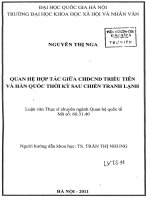 Quan hệ hợp tác giữa CHDCND triều tiên và hàn quốc thời kỳ sau chiến tranh lạnh 