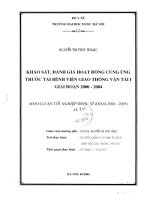 Khảo sát, đánh giá hoạt động cung ứng thuốc tại bệnh viện giao thông vận tải i giai đoạn 2000   2004
