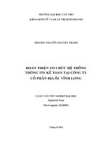 hoàn thiện tổ chức hệ thông thông tin kế toán tai ̣ công ty cổ phần địa ốc vĩnh long