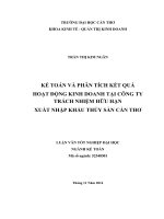 kế toán và phân tích kết quả hoạt động kinh doanh tại công ty trách nhiệm hữu hạn xuất nhập khẩu thủy sản cần thơ