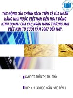 TÁC ĐỘNG của CHÍNH SÁCH TIỀN tệ của NGÂN HÀNG NHÀ nước VIỆT NAM đến HOẠT ĐỘNG KINH DOANH của các NGÂN HÀNG THƯƠNG mại VIỆT NAM từ CUỐI năm 2007 đến NAY 