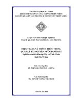 hiện trạng và thách thức trong quản lý tài nguyên nước dưới đất nghiên cứu thí điểm tại thị xã vĩnh châu tỉnh sóc trăng