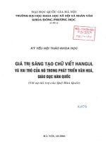 Giá trị sáng tạo chữ viết hangul và vai trò của nó trong phát triển văn hóa, giáo dục hàn quốc 